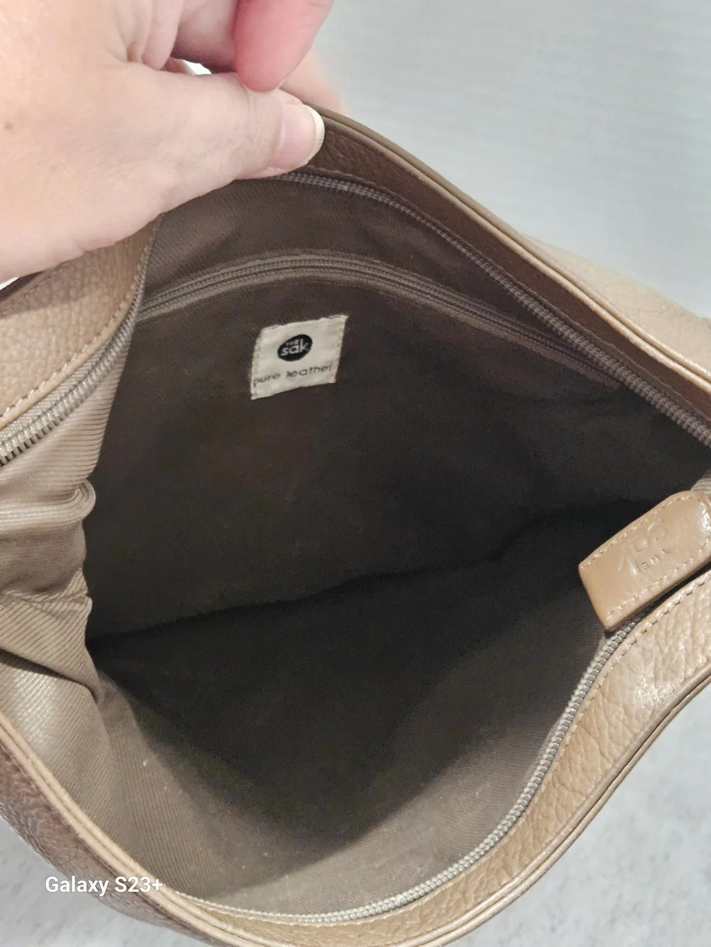 The Sak Brown Pebbled Leather Messenger Bag